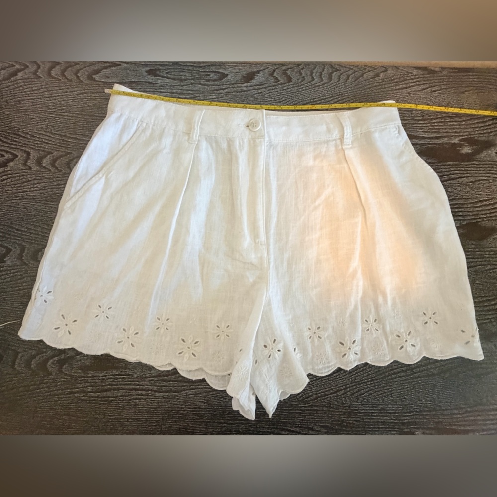 next White Linen-Blend Waistband Shorts